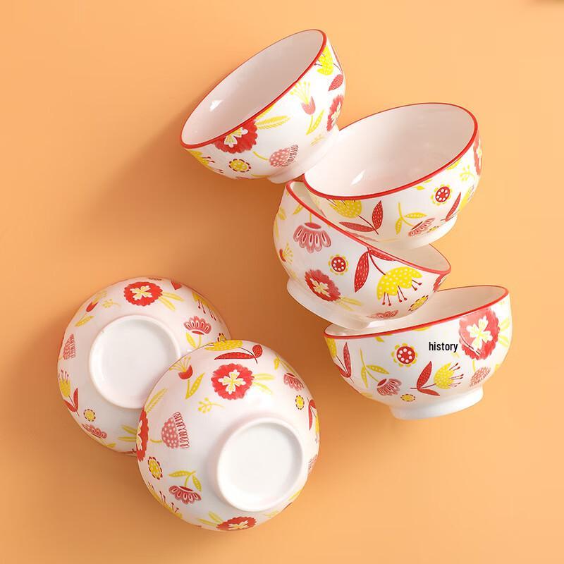 HEYUXI New Chinese Palace Style Red Lotus Ceramic Tableware Set