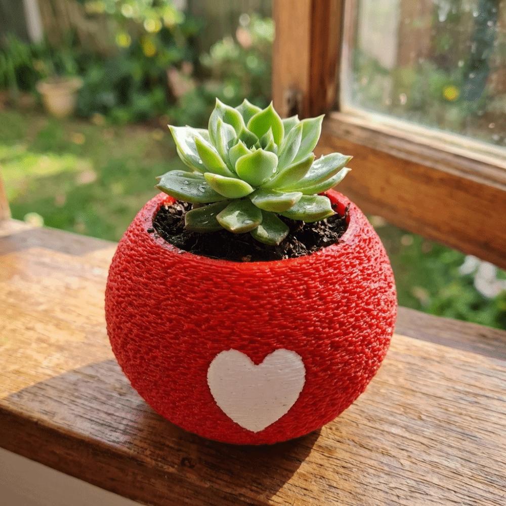 Plastic Mini Succulent Pots Heart Pattern Eco-Friendly Planter Green Onion Pots Office