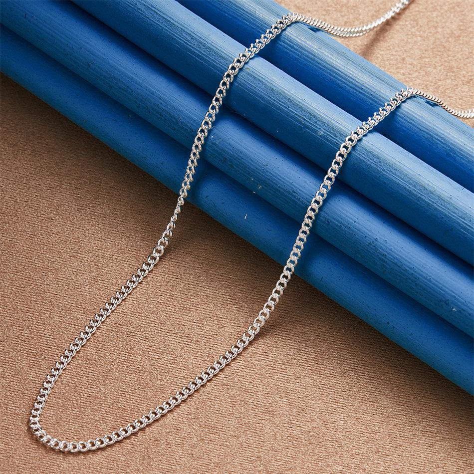 925 Sterling Silver 2mm Exquisite Cuban Chain Necklace for Men and Women, Fashionable Party Gift, Hip Hop Accessory
