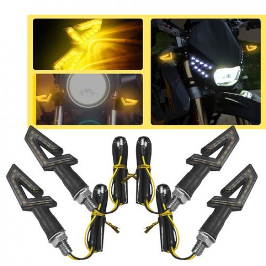 4X Amber LED Turn Signals Blinker Lights For Motorcycle Cruiser Bobber Chopper A