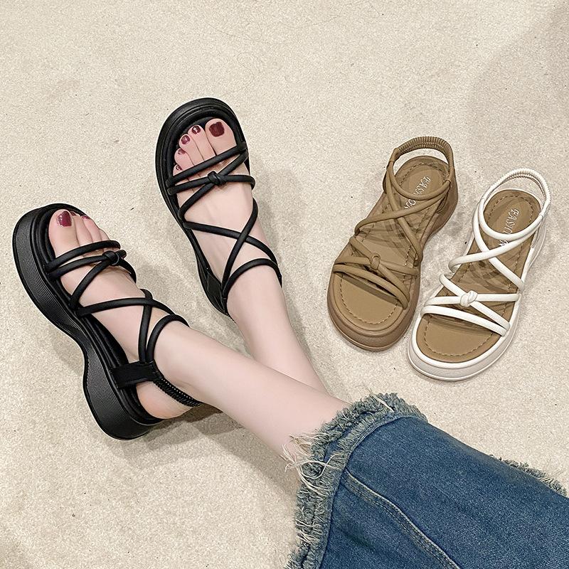 Sportsandalen 2025 Sommer neue Damenmode Wellenplattform Strandschuhe Muffin-Studentensandalen Plattform