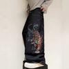 2026 High-Waisted Loose Straight Leg Denim Jeans Men Print Design Casual Streetwear