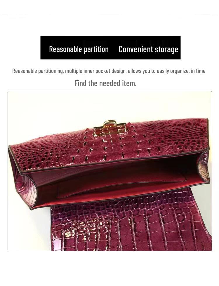 2024 Krokodilo rašto auksinis luitas rankinė per petį vidutinio amžiaus moterims