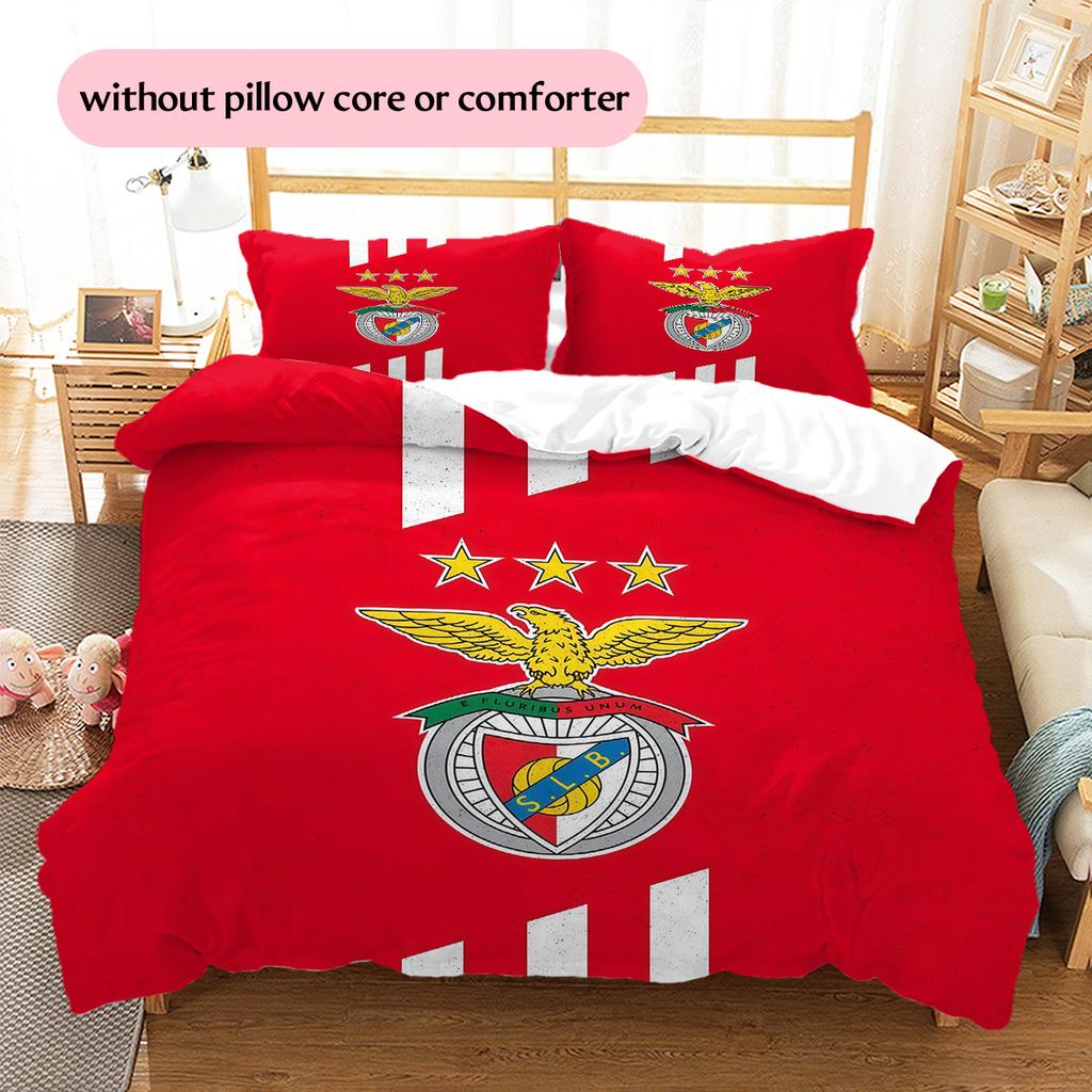 Sport Lisboa E Benfica Pattern Bedding Quilt Set  Home Decoration  Gift (1 * Duvet Cover + 2 * Pillowcase  Without Core)