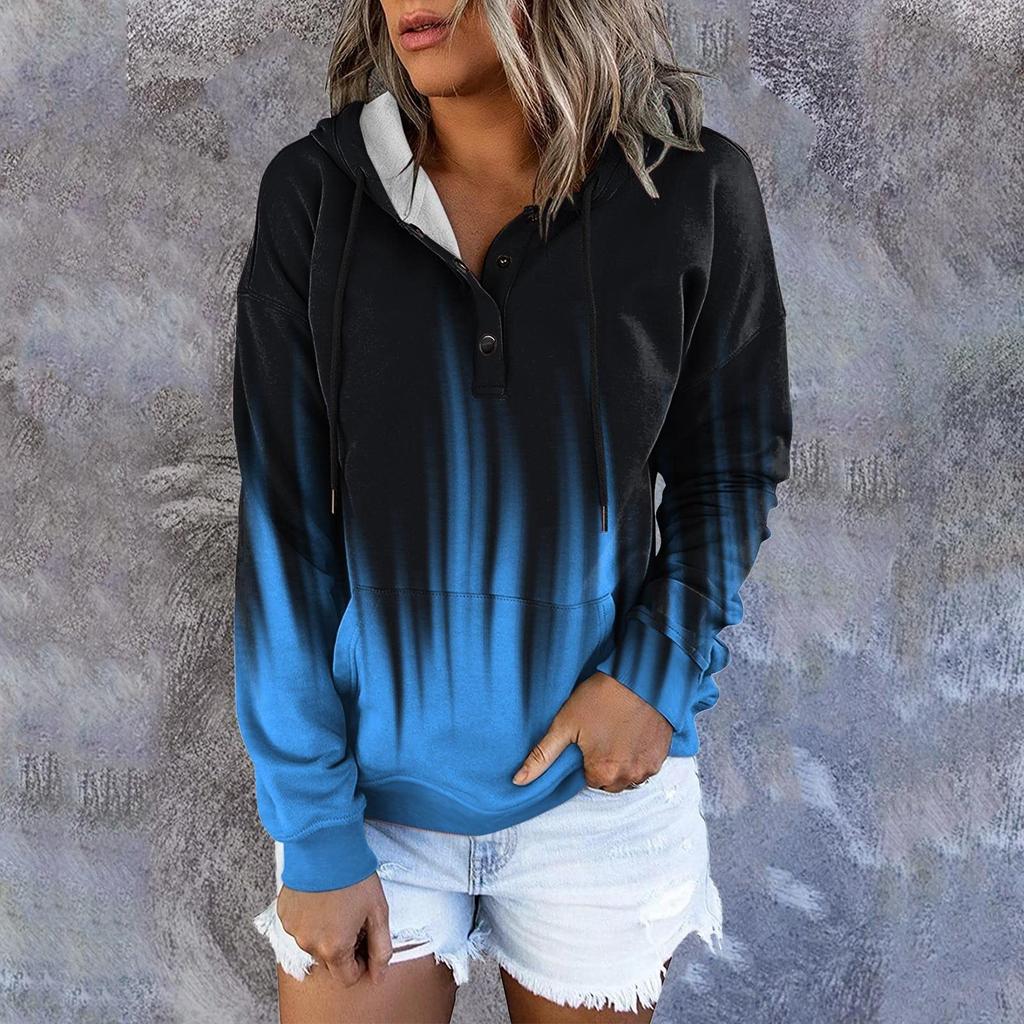 Damen Casual Fashion Print Langarm Pullover Kapuzen Top Sweatshirts