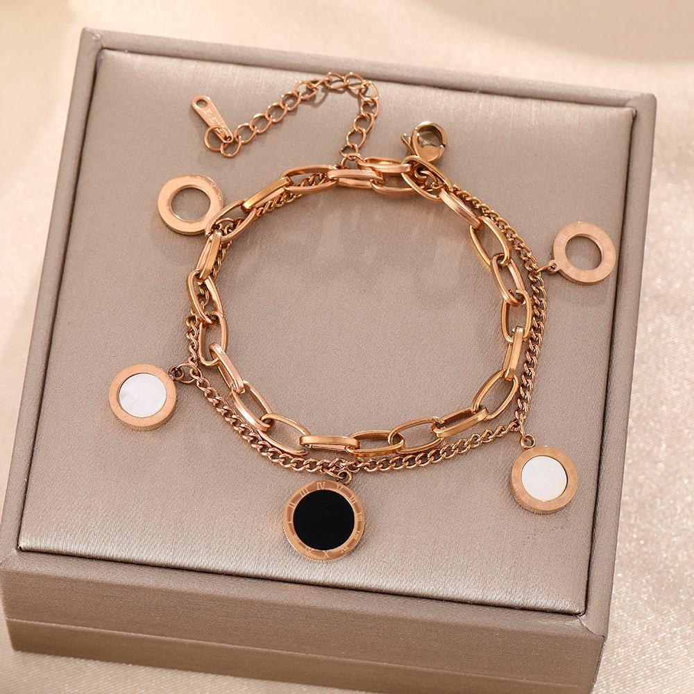 Luxe Titanium Staal Vierbladig Klaver Armband in Koreaanse Stijl met Ingelegde Diamanten voor Vrouwen - Kleurvast