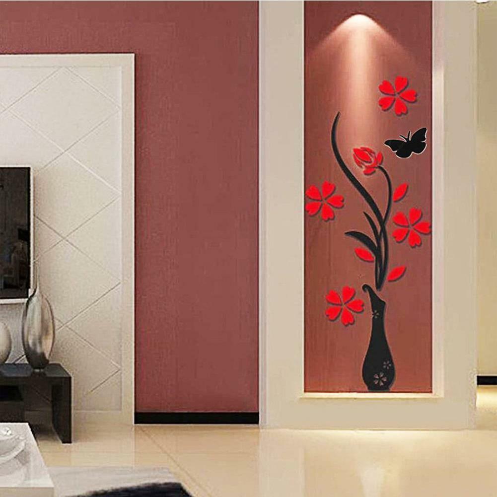 Vase Pflaume 3D Acryl Kristall Stereo Kreative Wandaufkleber Wohnzimmer TV Hintergrundwand Veranda Dekoration Zuhause