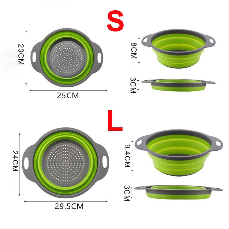 Foldable Drain Basket Silicone Colander Fruit Vegetable Washing Basket Strainer Collapsible Dish Drainer For Kitchen Tools S/L