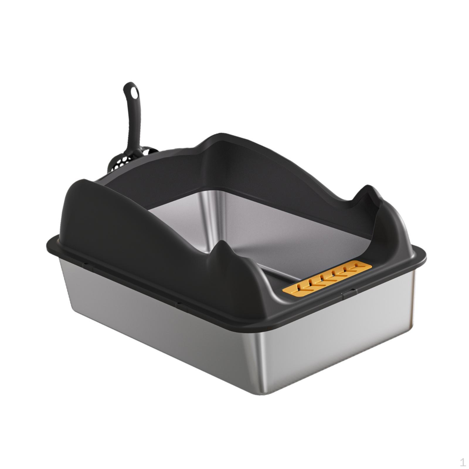 

Лоток для котячих туалетів. Кімнатний піддон для кішок з ложкою. Портативний лоток для домашніх тварин чорний