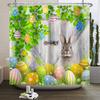 Spring Easter Shower Curtain Happy Rabbit Bunny Eggs Flower Garden Floral Holiday Waterproof Bathroom Shower Curtain With Hooks