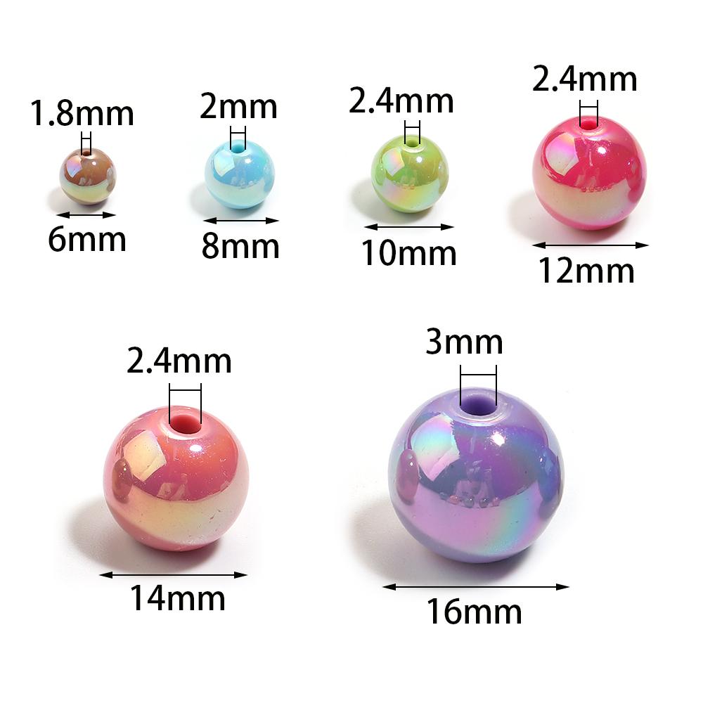 20-200pcs/lot 6-16mm Plated UV Colored Acrylic Ball Beads Loose Spacer Round Bead For DIY Phone Chain Bracelet Jewelry Accessory