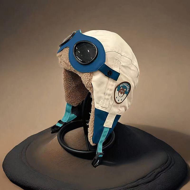 Children's Winter Pilot Hat with Ear Protection, Warm & Windproof, Thickened for Boys and Girls.