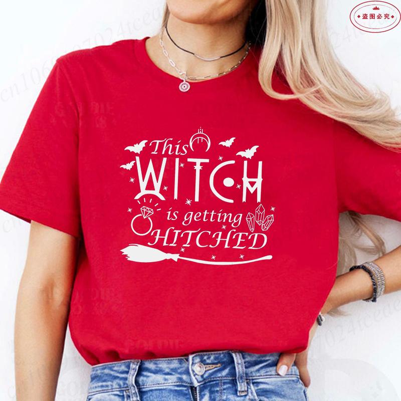 Halloween Bachelorette Party Tshirt This Witch Is Getting Hitched Tees Brides Crew Shirt Women Halloween Bridesmaid Tops