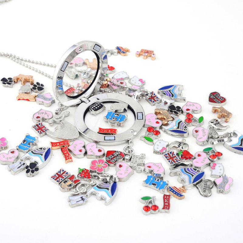 Trendy Gold/ Silver Locket Necklace Gorgeous Floating Round Locket Pendant DIY Jewelry All-match for Women Friendship