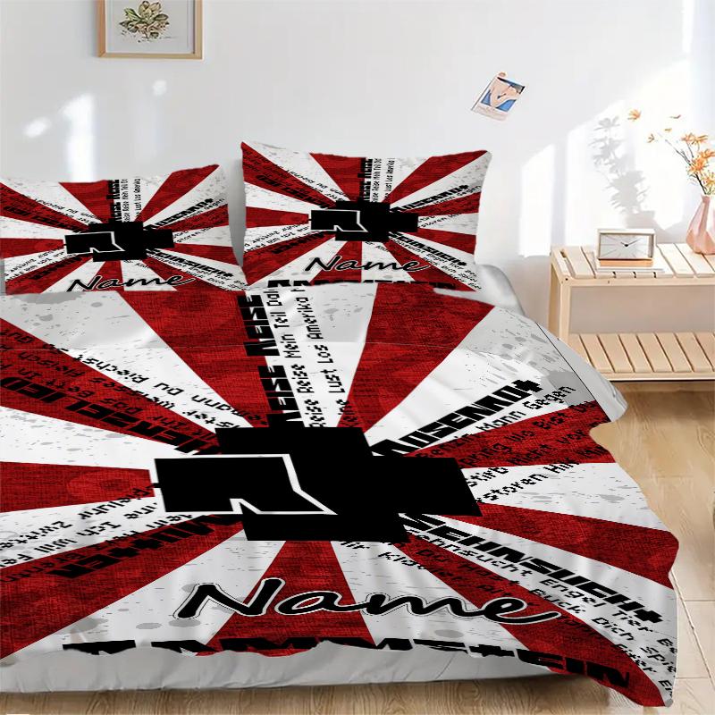 Custom Textile Rammstein Metal Bedding 3 Piece Set HD Print Duvet Cover Pillowcases for Teens Adult Bedroom Decoration
