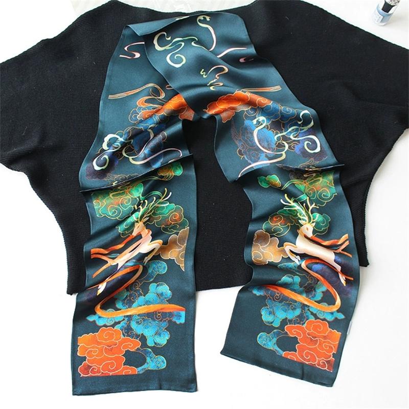 Chinese Style Colorful Double-Layer 100% Pure Silk Long Scarf for Women Ribbon Mulberry Silk Multi-Functional Long Scarf