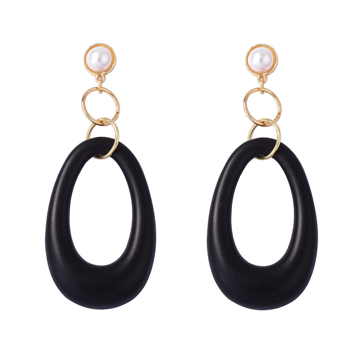 

Европейские и американские преувеличенные, простые, модные, художественные, ретро геометрические овальные серьги с вырезами, нишевые серьги с имитацией жемчуга