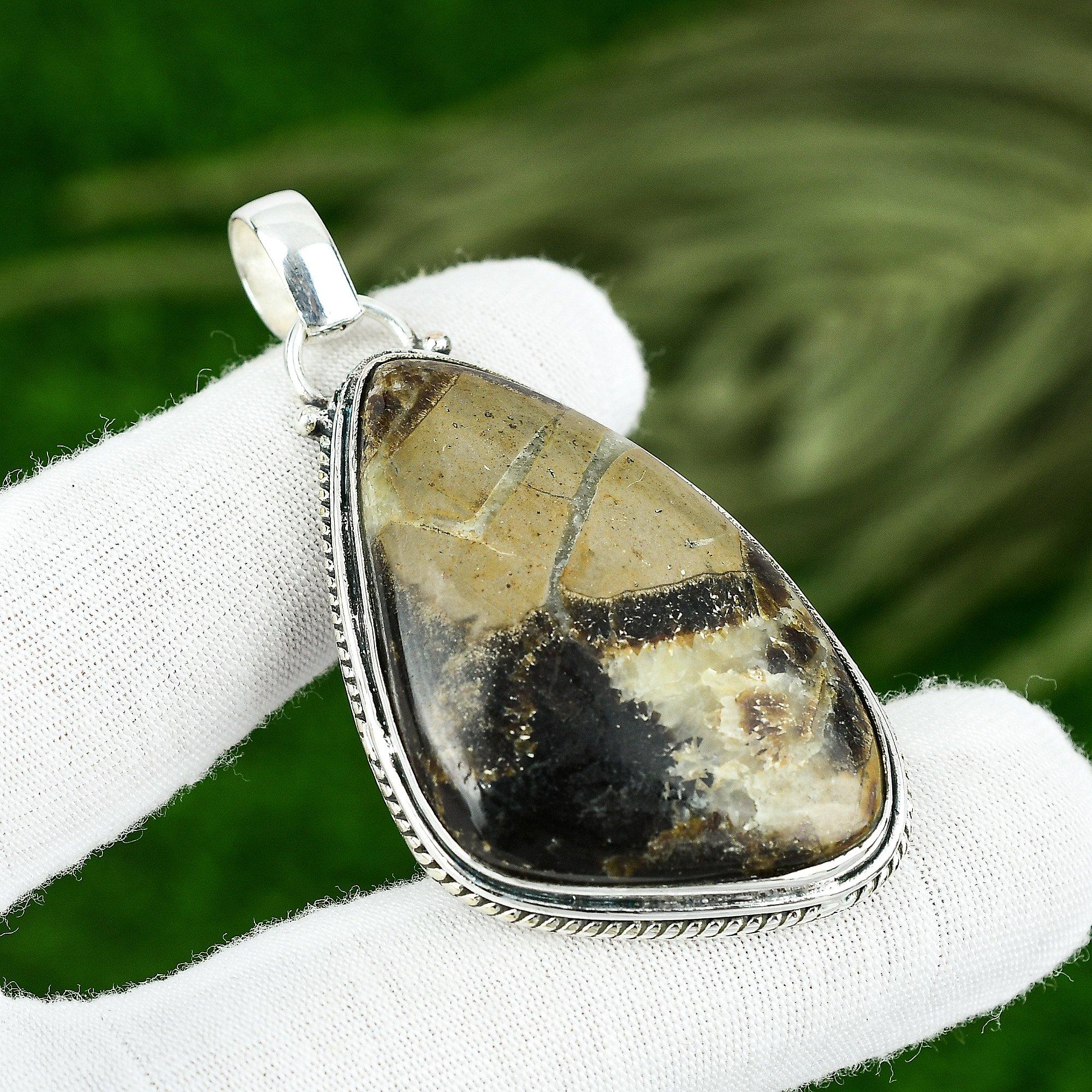 

Gift For Her 925 Sterling Silver Natural Septarian Gemstone Jewelry Pendant