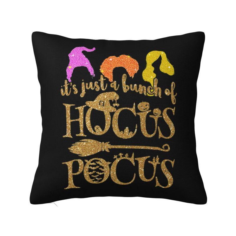 

Custom Modern Hocus Pocus Black Cat Halloween Witches Cushion Cover for Sofa Polyester Pillow Case 12x12Inch