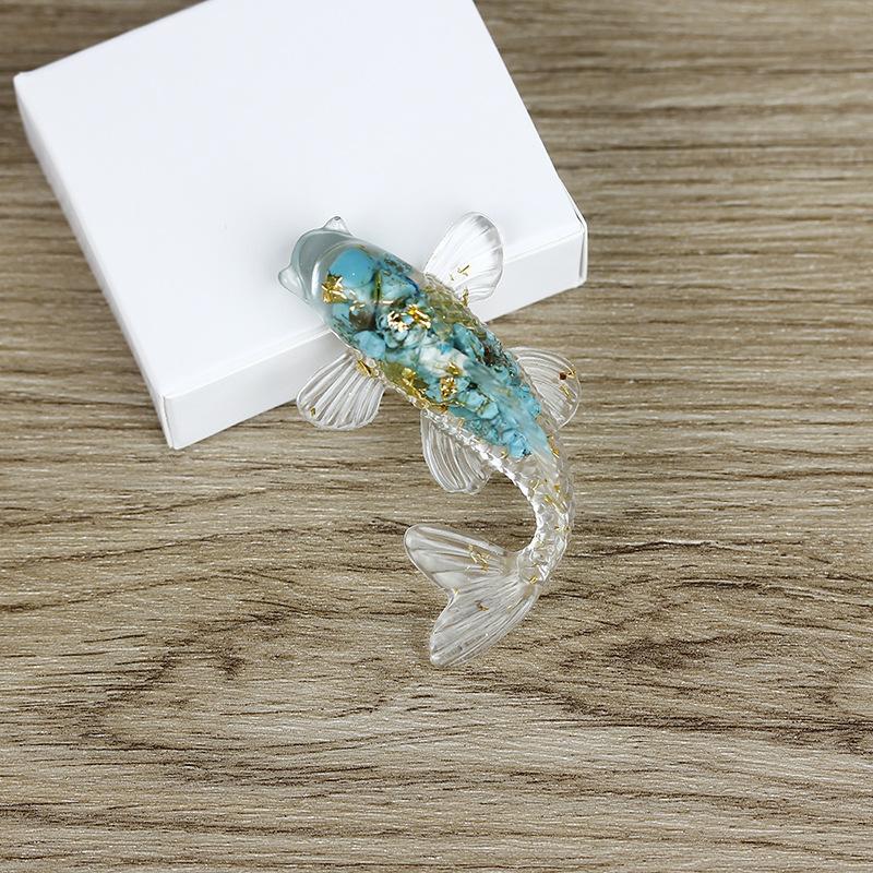 Fish Statue Natural Stone Healing Crystal Carved Animal Figurine Room Decor Reiki Mineral Gemstone Aquarium Decoration Gift