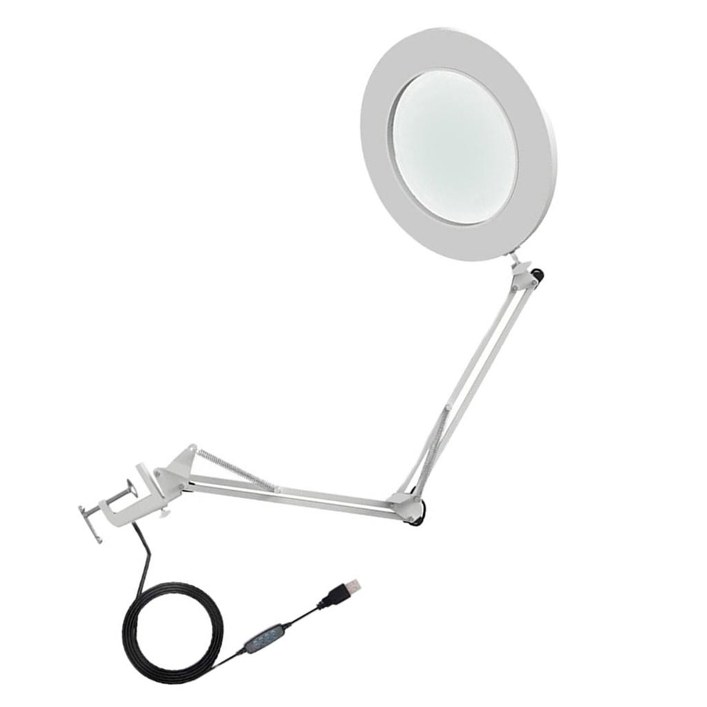 10X Vergrootglas met LED-licht Flexibele Arm Helderheid   3 Kleuren Werkbanklamp met Clip