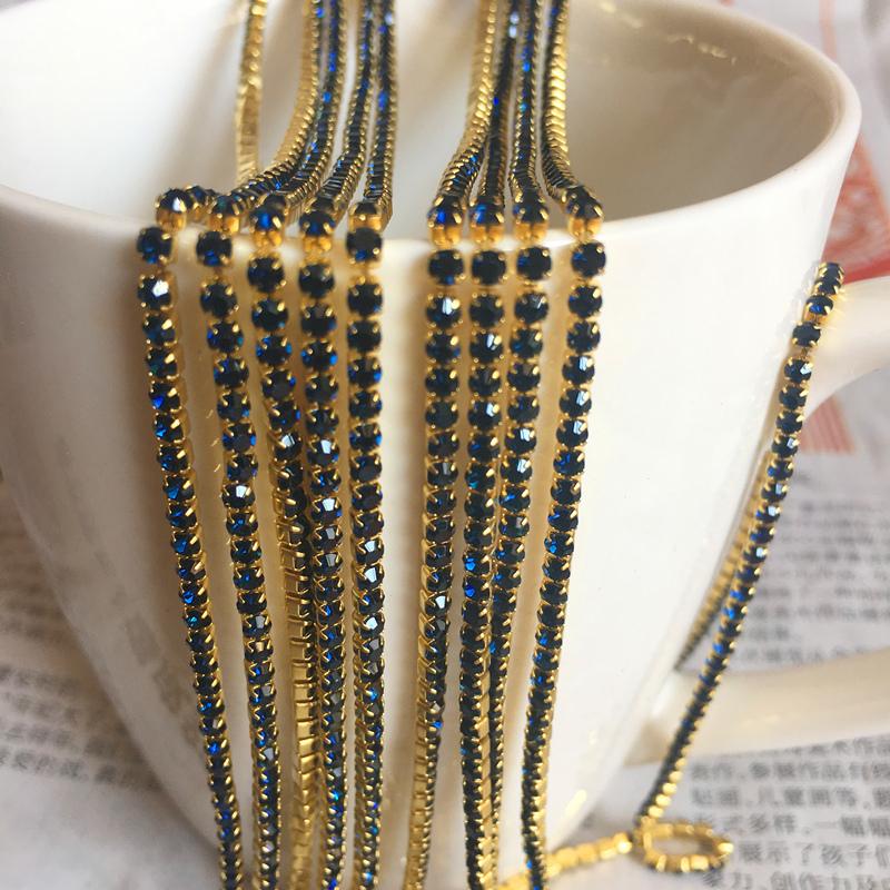 Wholesale 1-Row 1 yard SS6 Cystal Rhinestone Trim Close Cup Chain Claw DIY Jewelry Making