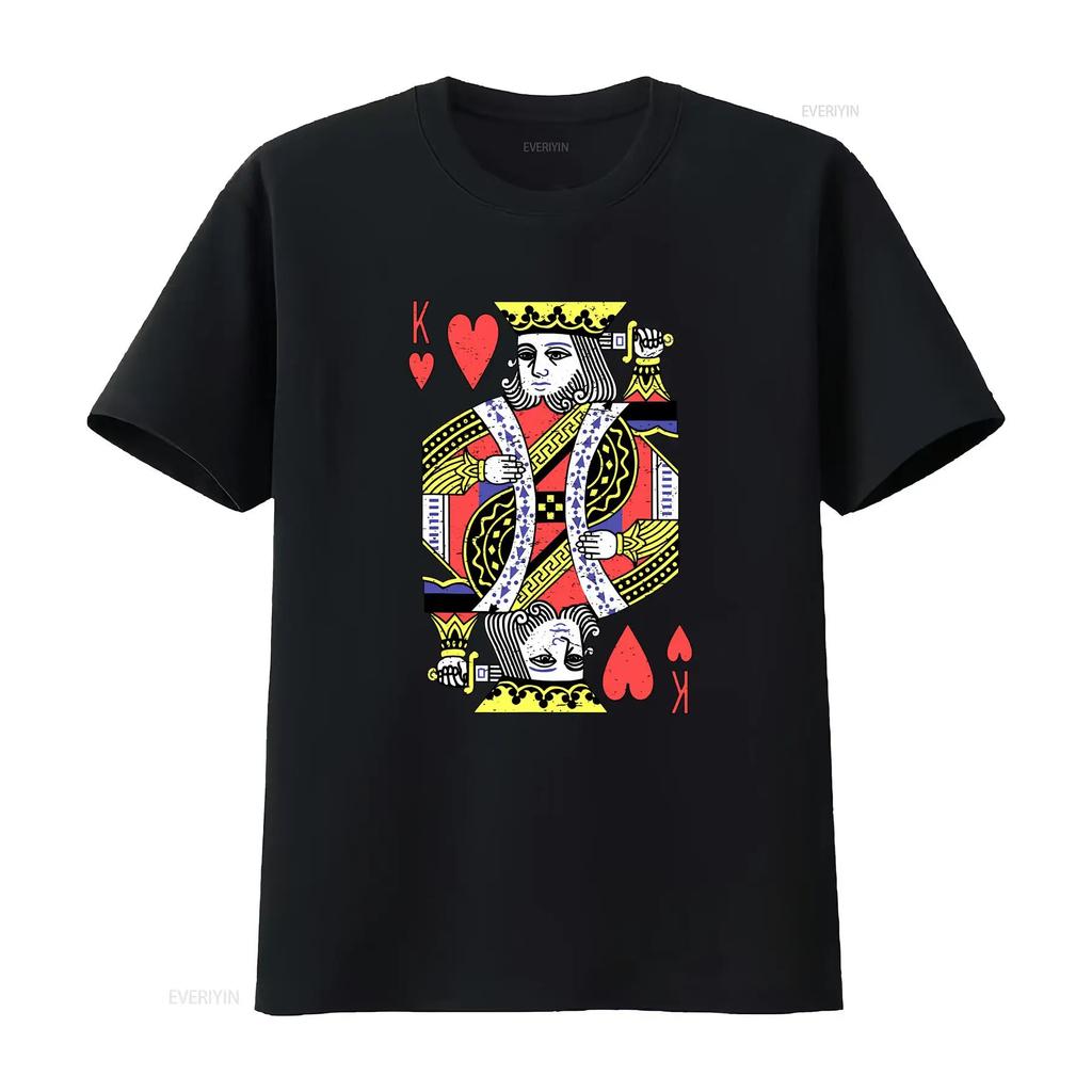 King of Hearts Playing Card Halloween Costume Valentines Men T Shirt Size S 4XL vintage Washed