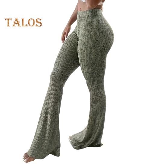 Women Yoga Pants High Waist Flared Leg Wide Leggings Solid Color Elastic Waistband Sport Pants Daily Wear