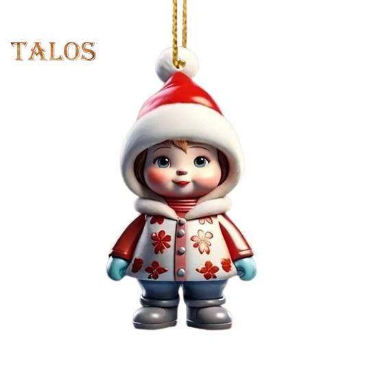 1 Pair Cartoon Figures Pendant Easy To Hang Acrylic Christmas Ornaments Colorful Reusable Hanging Pendant for Festive Home Decor Xmas Tree