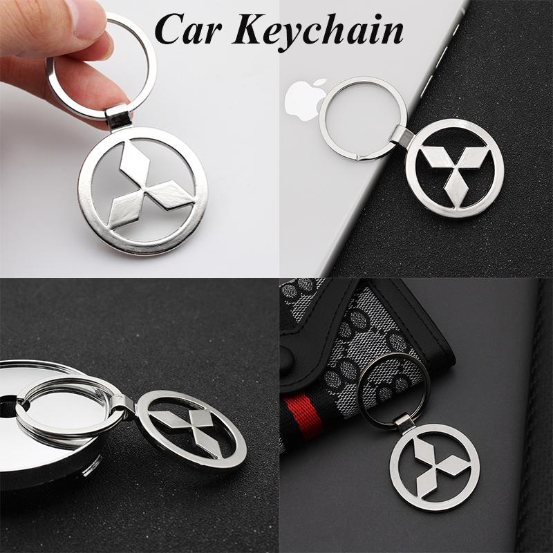 For Mitsubishi Ralliart Asx Lancer 9 Outlander 3 l200 Pajero 3D Metal Car Logo Keychain Badge Emblem Key Chain Rings Accessories