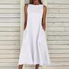 2025 Summer Casual Sleeveless Maxi Dress with Pockets for Beach and Vacation