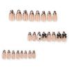 24pcs  Leopard Print Wear Armor Three-dimensional Point Diamond Bow Nail Art Fake Nail Nails