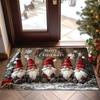1pc Christmas Gnome Print Doormat, Christmas New Year Decorative Gift, Flannel 1.2cm Thick, Indoor/Outdoor Entryway Foot Mat, Absorbent Non-Slip Mat F