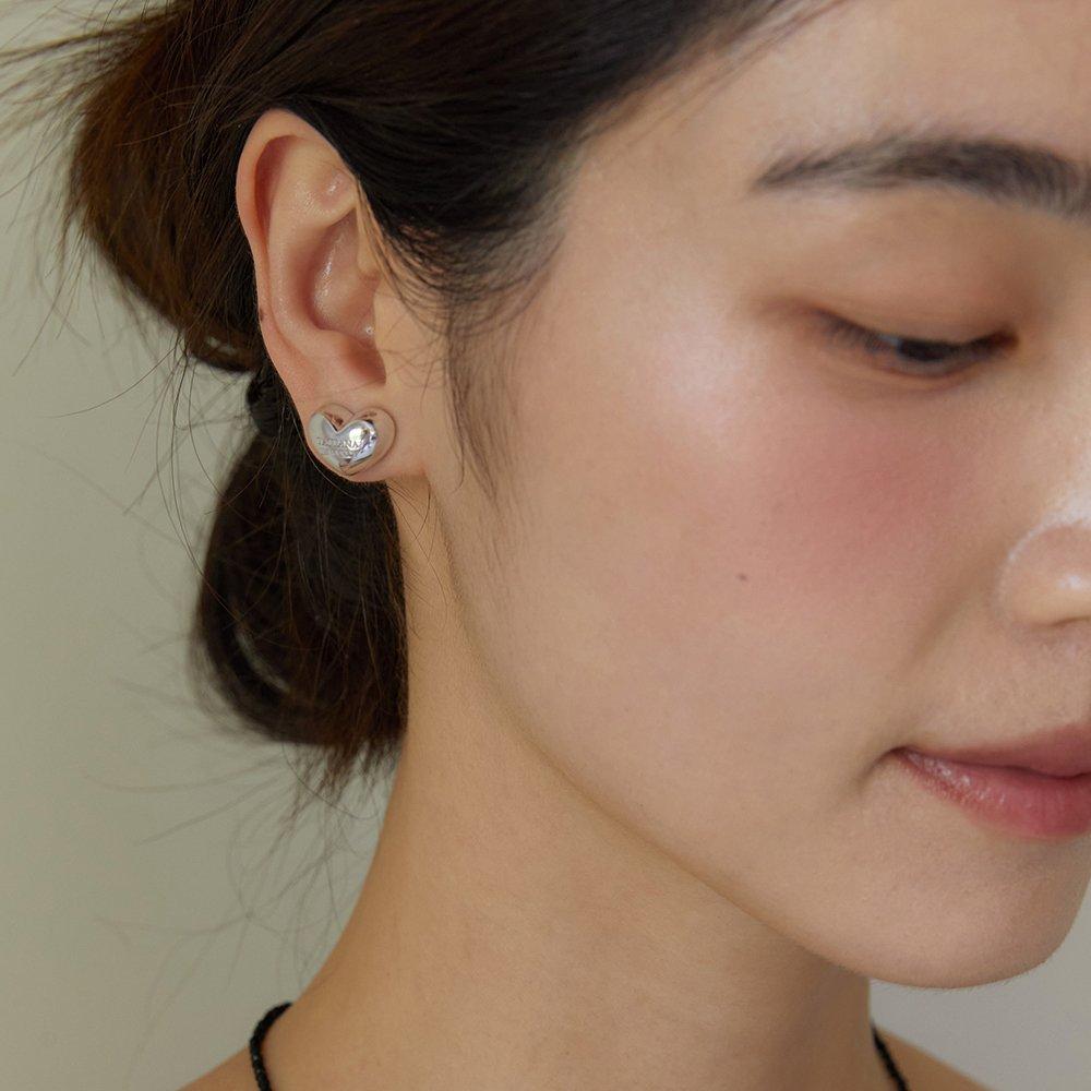 (925 Silver) Great Heart Earrings Ec3021