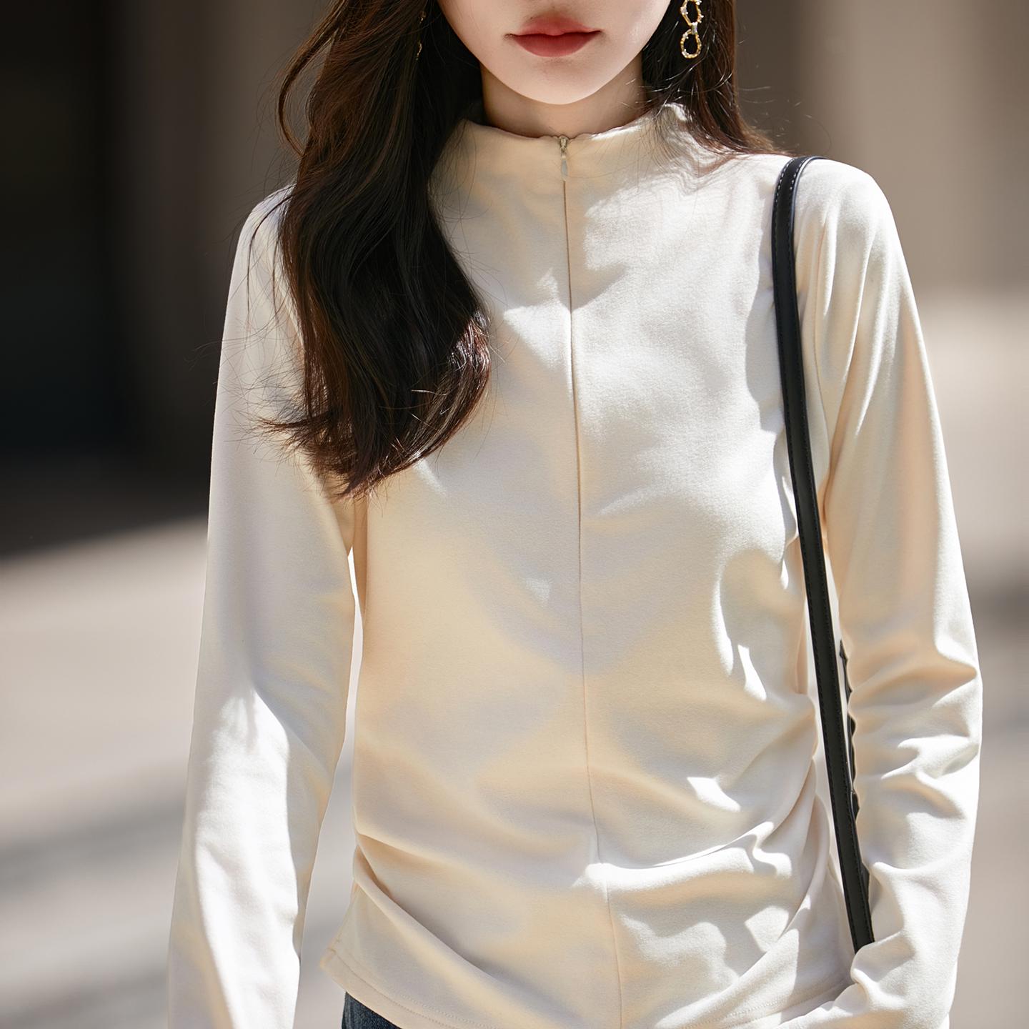 

Soft & Cozy Women s Half-Zip Stand-Up Collar Sweatshirt - Warm, Long Sleeve, Loose Fit for Autumn/Winter L 121-138 lbs грязно-белый