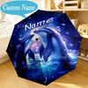 Custom Name Umbrella Dolphins Starry Night Umbrella 8-Frame for Travel, Camping, Casual Lightweight Portable, Essential for Family Gifts