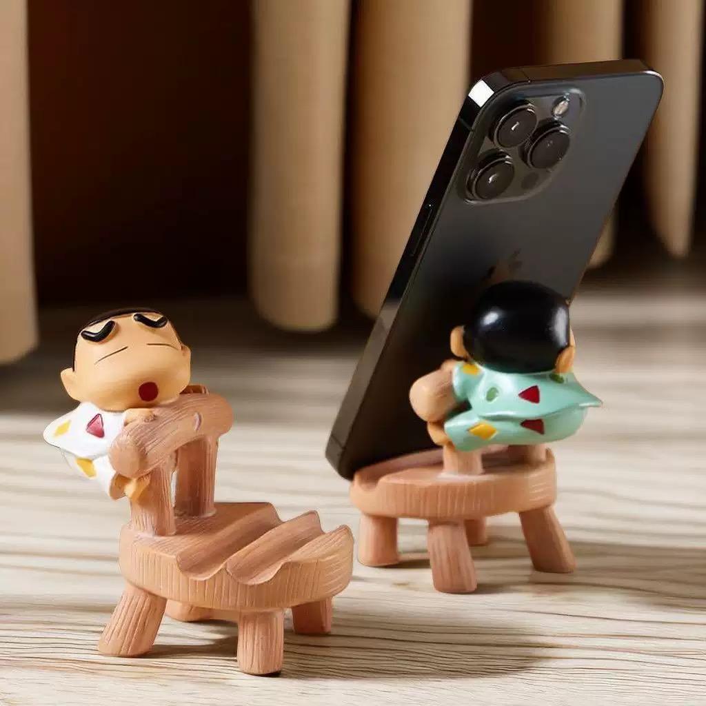 Crayon Shin Chan 9cm Anime Figure Kawaii Phone Holder Accessories Cartoon Action Figure Model Decorative Desktop Toy Gift