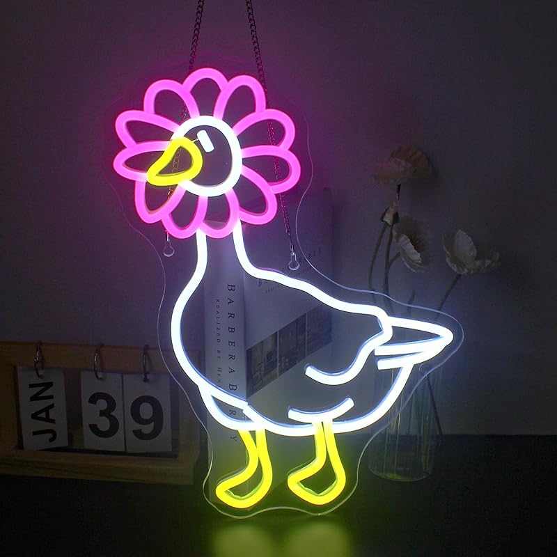 Cowboy Duck Neon Sign,Duck Neon Signs Cowgirl Boots Neon Signs for Wall Decor, USB Connectivity Pink LED Signs for Bedroom Living Room Kids Room Home