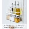Yamazaki Range Hood Condiment Rack, 3 Tiers, White, Approx. W27.5 X D14 X H57cm, Large Capacity, Includes Plates and Silicone Caps, Product Number: 48