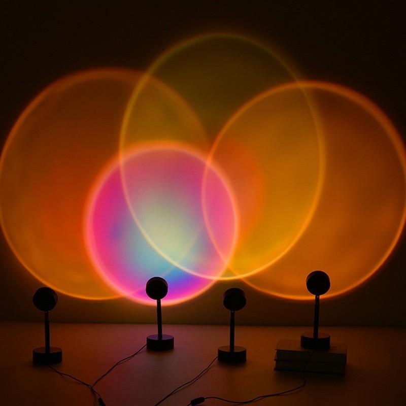 Rotation Degree 180 Projection Lamp Light Visual Mood Rainbow Sun Light Sunset