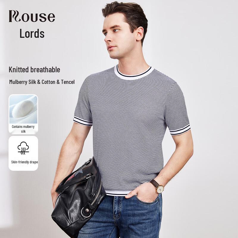 Men s Silk & Cotton Blend Breathable Short-Sleeve T-Shirt 54