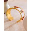 Eetit Brățară Manșetă Bangle din Oțel Inoxidabil 64mm, Smalț Alb, Formă Cireașă, Stil Fierbinte, Bijuterii Exquisite Cadou