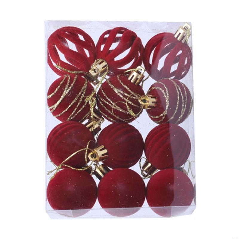 

12Pcs Christmas Baubles for Christmas Tree Hanging Ball Ornament for Wedding Winter Holiday Party Table Centerpieces X3UC бордовий