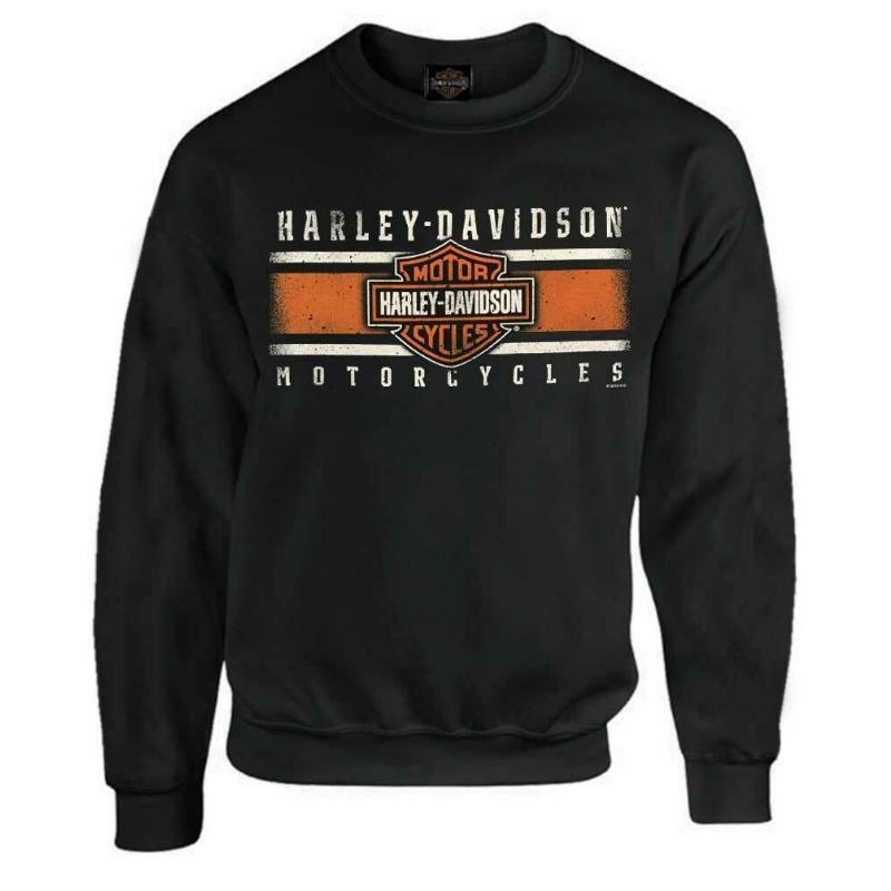 Harley-Davidson Herren Langarm Sweatshirt Schwarz Polyester Baumwollmischung Freizeit S black