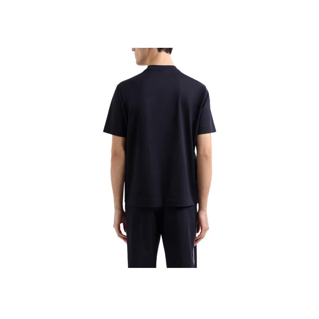 Emporio Armani Logo Round Neck Short Sleeve T-Shirt Men Tops Navy-Blue EM001040-AF13669-UB118