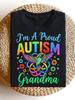 I'M a Proud Autism Nana Autism Awareness T-Shirt - Retro Puzzle Pieces And Rainbow Butterfly Design,