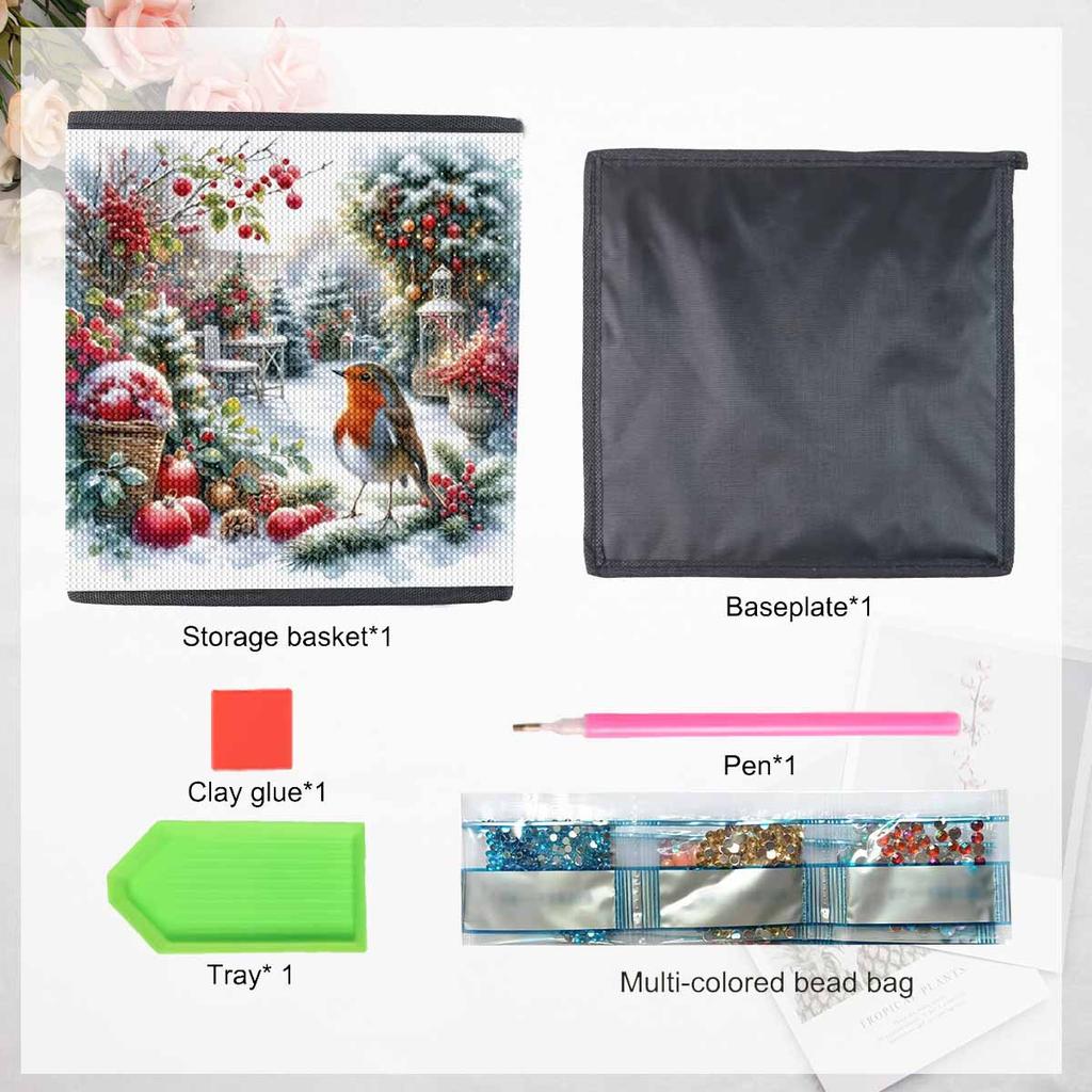 Christmas Birds 5D Diamond Painting Storage Basket Full Round Drill Mosaic Diamond Embroidery Cross Stitch Kits Home Decor Home Decor