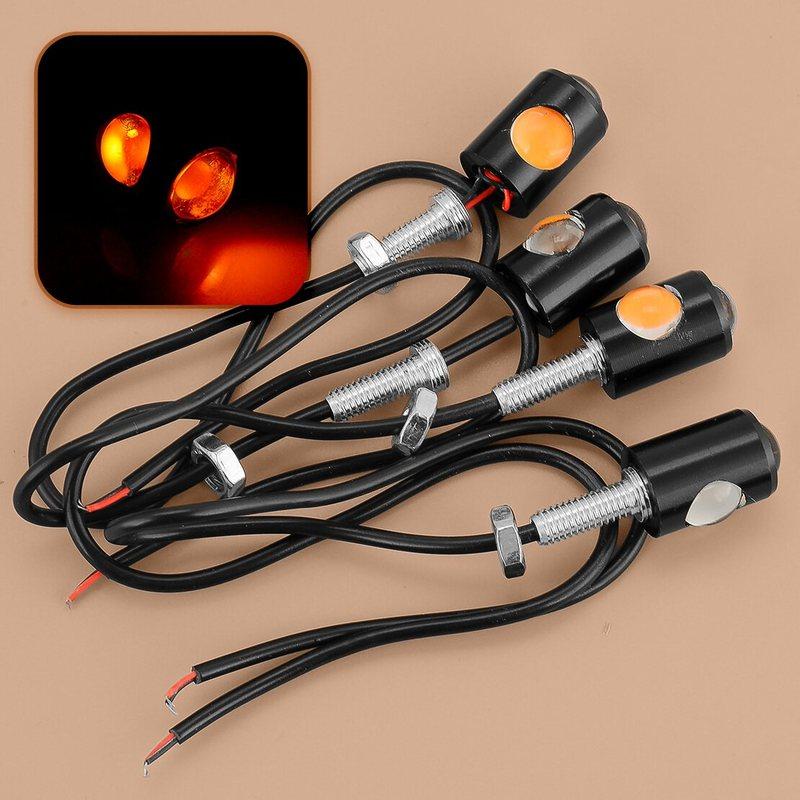 

4Pcs Mini LED Turn Signal Indicator Blinker Amber Light Universal Fit For Honda Suzuki Kawasaki Yamaha BMW Hyosung Aprilia Buell
