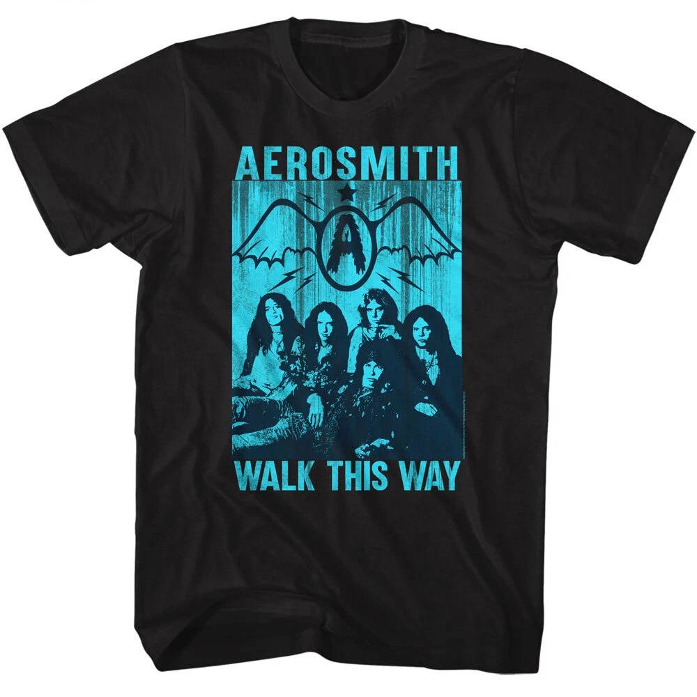 Aerosmith Walk This Way Group Photo Men s T Shirt Rock Band Music Merch XL