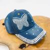 Butterfly Cowboy Baseball Hat Handmade Diamond Duck Tongue Hat Women's Spring and Autumn Versatile Sunshade Hat